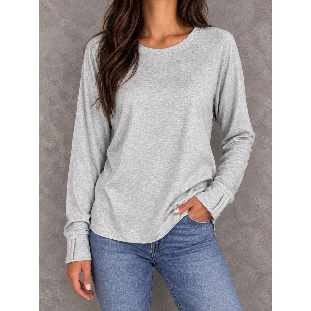 Lululemon Long Sleeve Sweatshirt Womens Size 6 Heather Gray Thumbhole Pullover